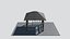 Square Pavilion with Shingle Roof - Wooden Framed Gazebo with Railing on Stone Patio