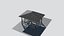 Square Pavilion with Shingle Roof - Wooden Framed Gazebo with Railing on Stone Patio
