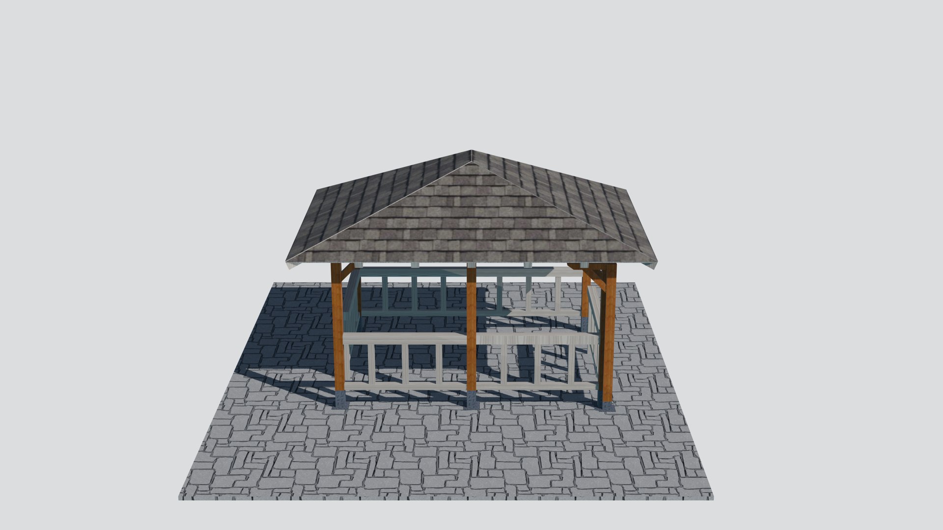 3D model Square Pavilion with Shingle Roof - Wooden Framed Gazebo with Railing on Stone Patio https://p.turbosquid.com/ts-thumb/Vp/D5bx1X/EY/ee05_gallery_06/png/1792644161/1920x1080/fit_q87/15daafc10201f2cbffbe9dca93efacf73185d6d0/ee05_gallery_06.jpg