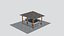 Square Pavilion with Shingle Roof - Wooden Framed Gazebo with Railing on Stone Patio
