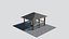 Square Pavilion with Shingle Roof - Wooden Framed Gazebo with Railing on Stone Patio