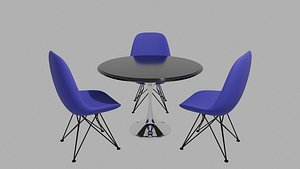 Modern Furniture Pack Round Tables BlackChrome and Chai Blender 3D model