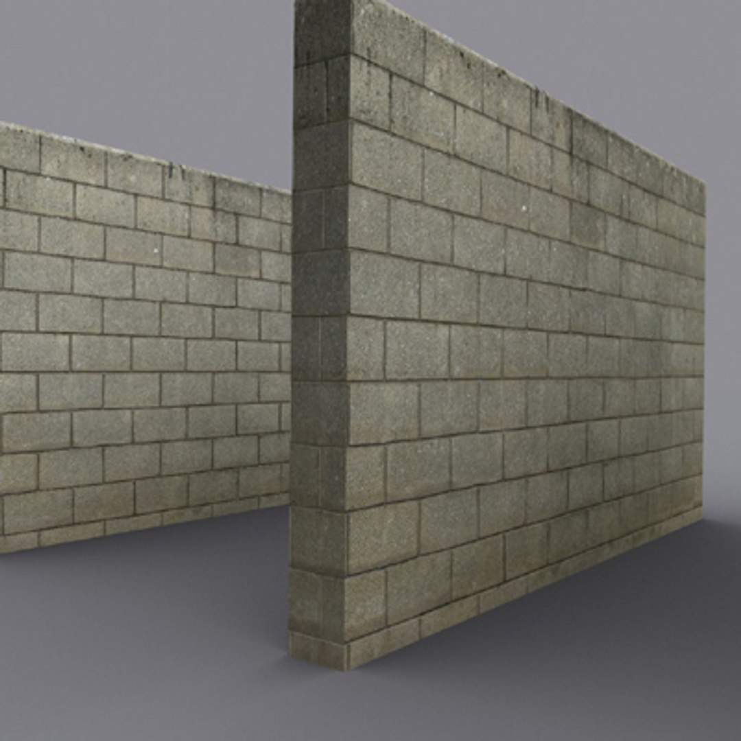 Weathered Block Wall 3d Model