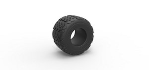 Diecast Monster Jam tire 27 Scale 1 to 25 3D model