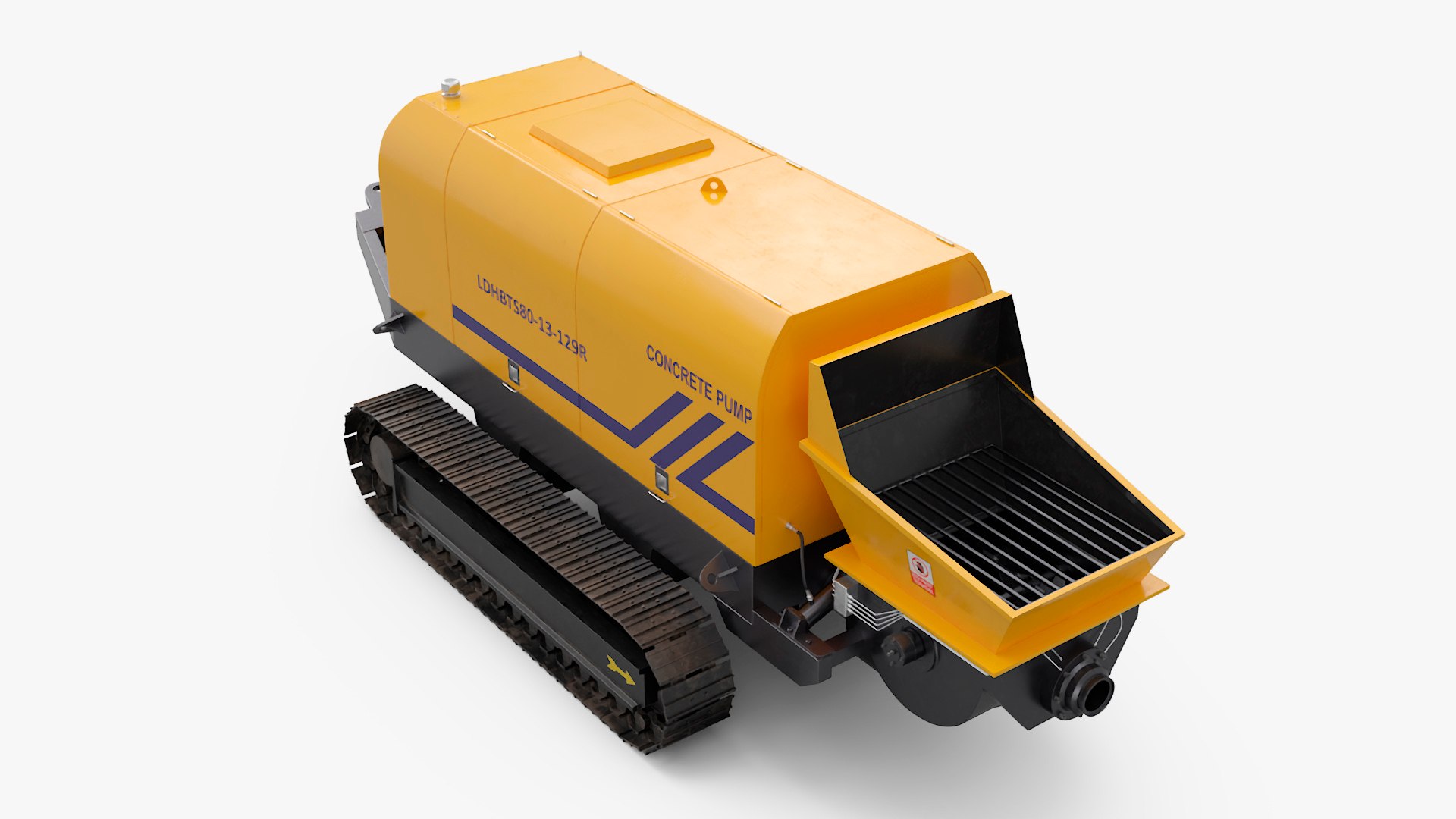 Portable Concrete Pump Model LDHBTS80 Rigged 3D model preview