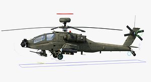 AH64E Apache Longbow Helicopter Green 2 In 1 Rigged