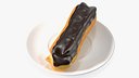 Eclair in Chocolate Glaze with Saucer