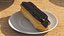 Eclair in Chocolate Glaze with Saucer model