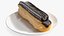 Eclair in Chocolate Glaze with Saucer model