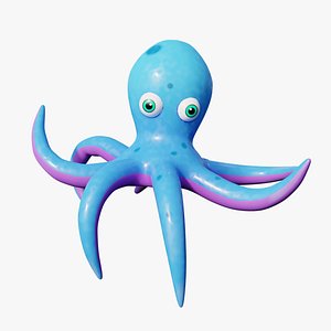 Stylized Low Poly Rigged Octopus Game Character Low-poly 3D model