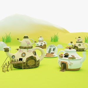 3D model Bugs City - Low Poly Stylized Kettles Pack