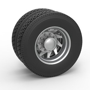 Rear custom wheel of semi truck Version 7 Scale 1 to 25
