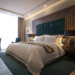 standard hotel room scene 3D