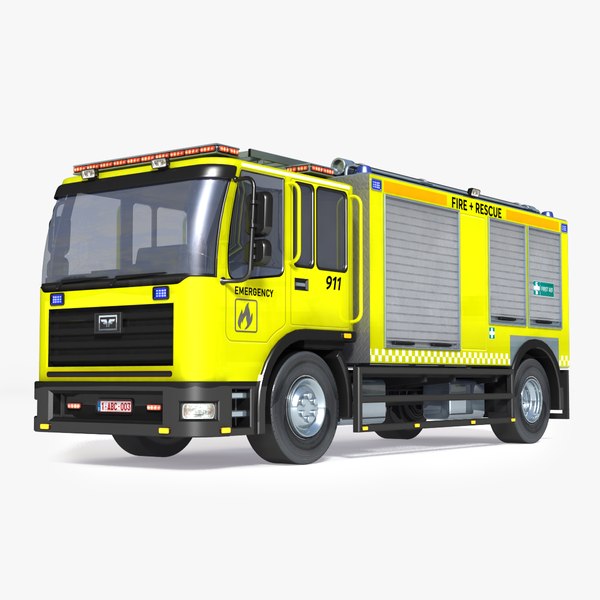 3D Yellow Modern Firetruck model