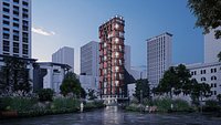 Residential Highrise Building Exterior Scene 3D model