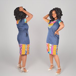 attractive woman african dressed 3D