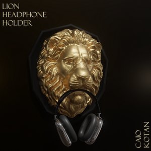 LION WALL MOUNTED HEADPHONE HOLDER 3D PRINT 3D