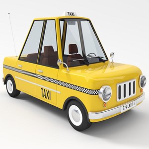 Fun and Stylish 3D Cartoon Taxi Car for Animated Projects 3D