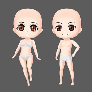 Hand Painted Chibi Character Base Mesh