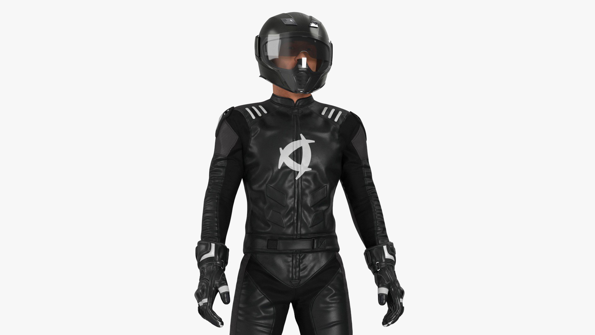 Motorcycle Rider in Protective Riding Gear Standing 3D model preview