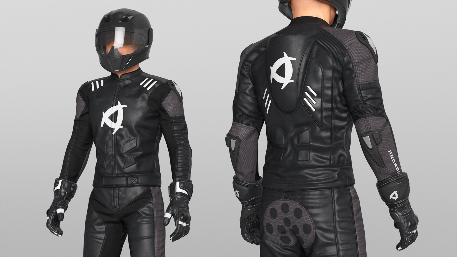 3D Model Motorcycle Rider In Protective Riding Gear Standing ...
