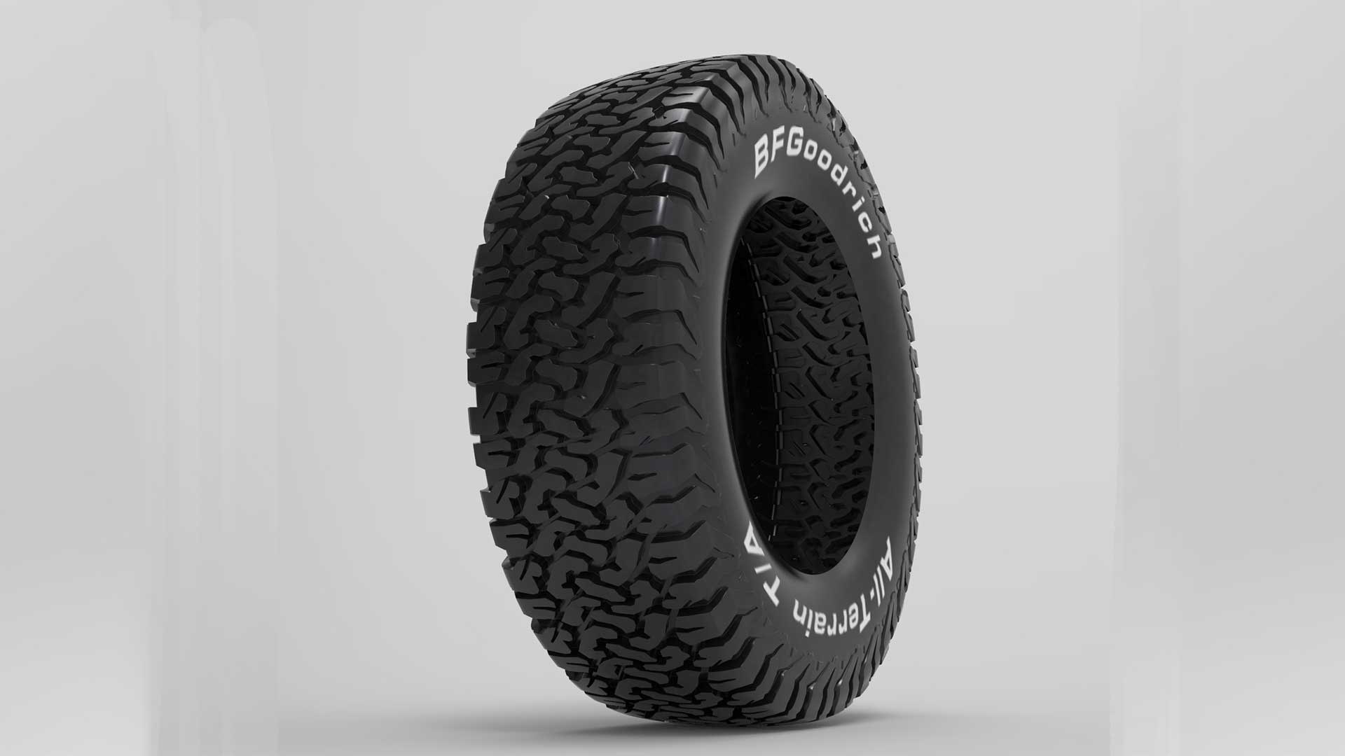 3D BF Goodrich All-Terrain Offroad Tire https://p.turbosquid.com/ts-thumb/Vq/nmEOuY/HN/untitled3/jpg/1723796352/1920x1080/fit_q87/27179a3636f8a62ca8cb326f365dec4ddb57aac9/untitled3.jpg