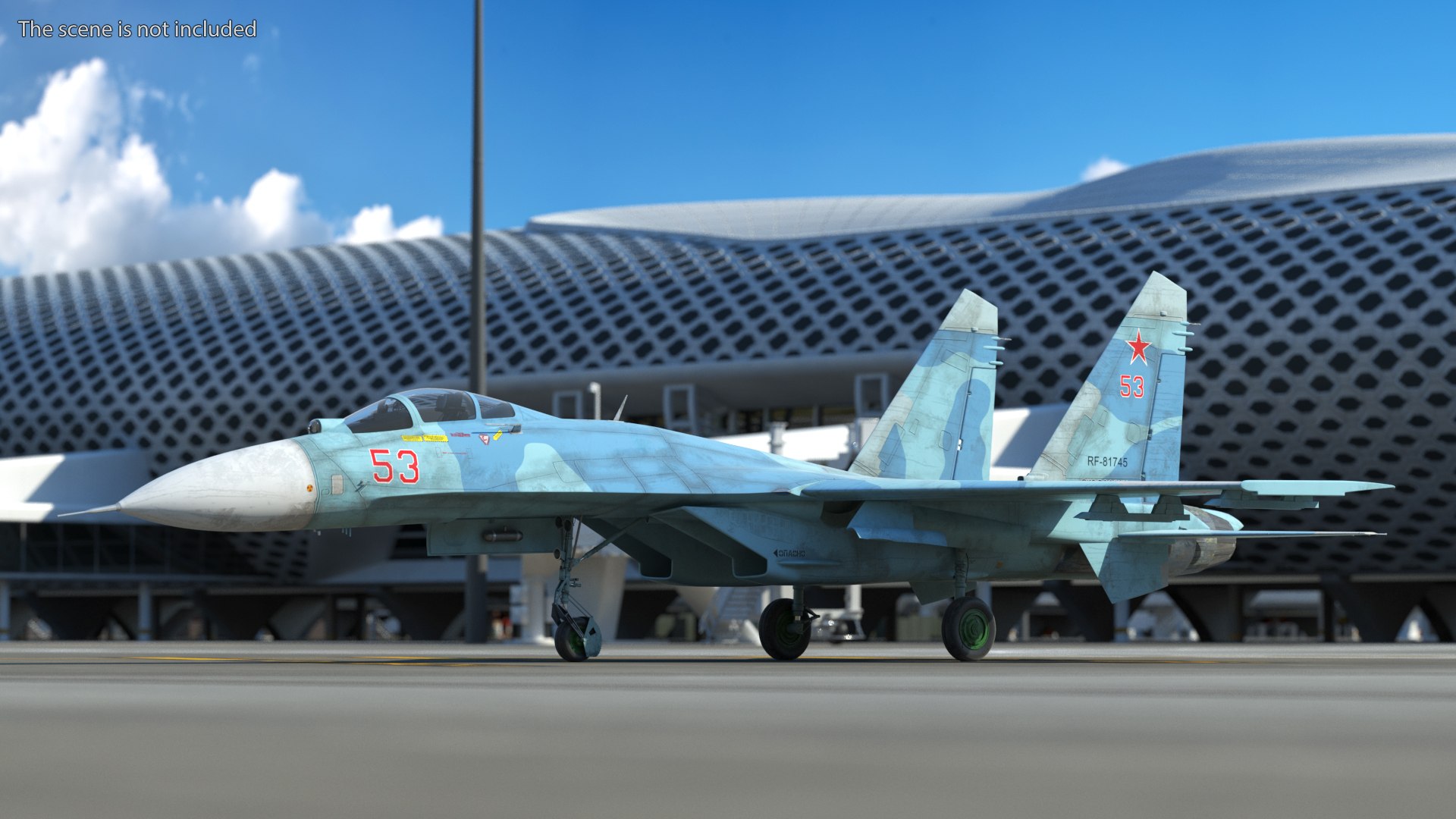 Su-27 Flanker Russian Fighter Aircraft Old Rigged for Cinema 4D 3D model preview