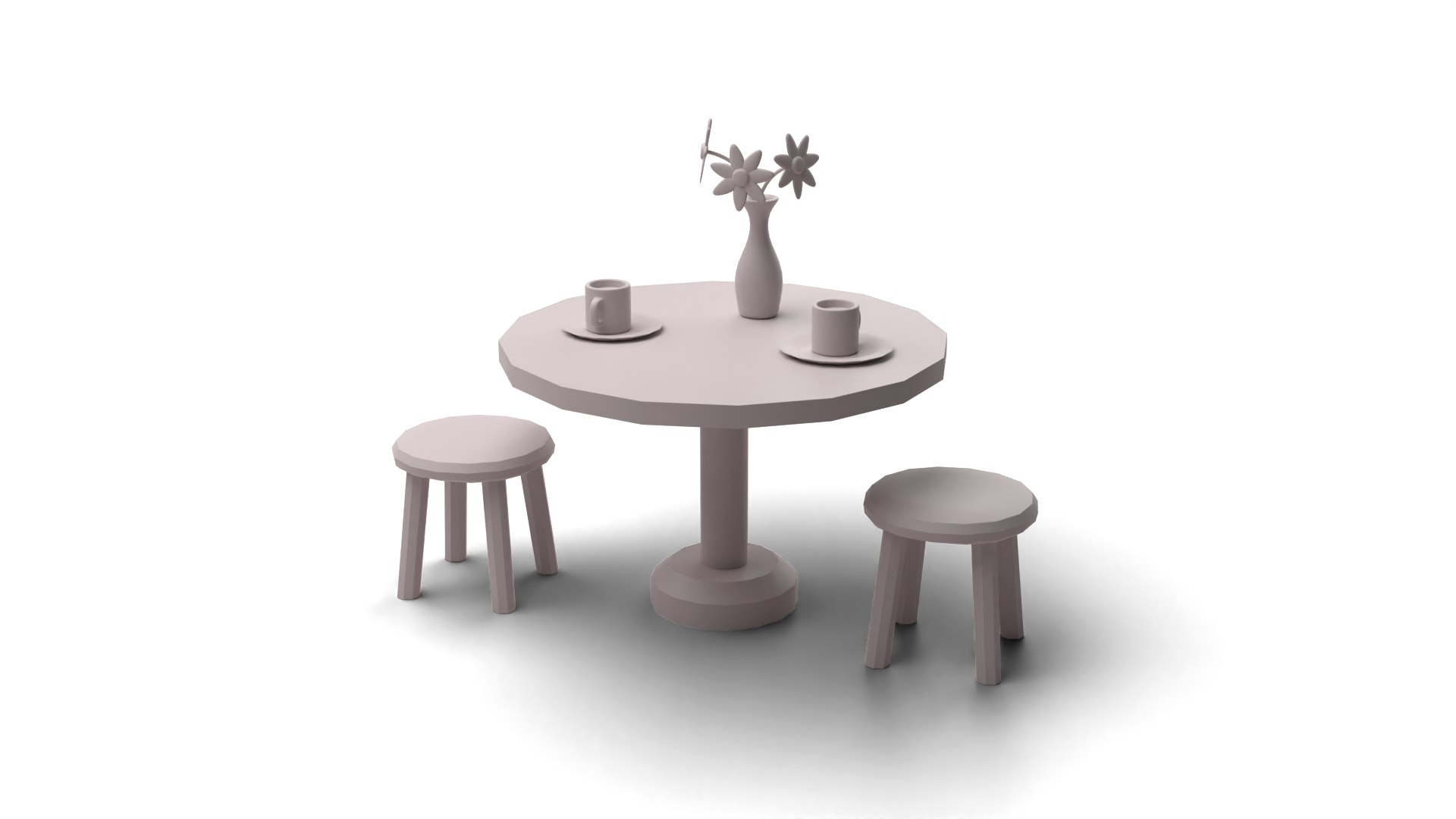 Low Poly Cartoon Table Set 3D Model - TurboSquid 2458898