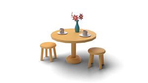 Low Poly Cartoon Table Set 3D model