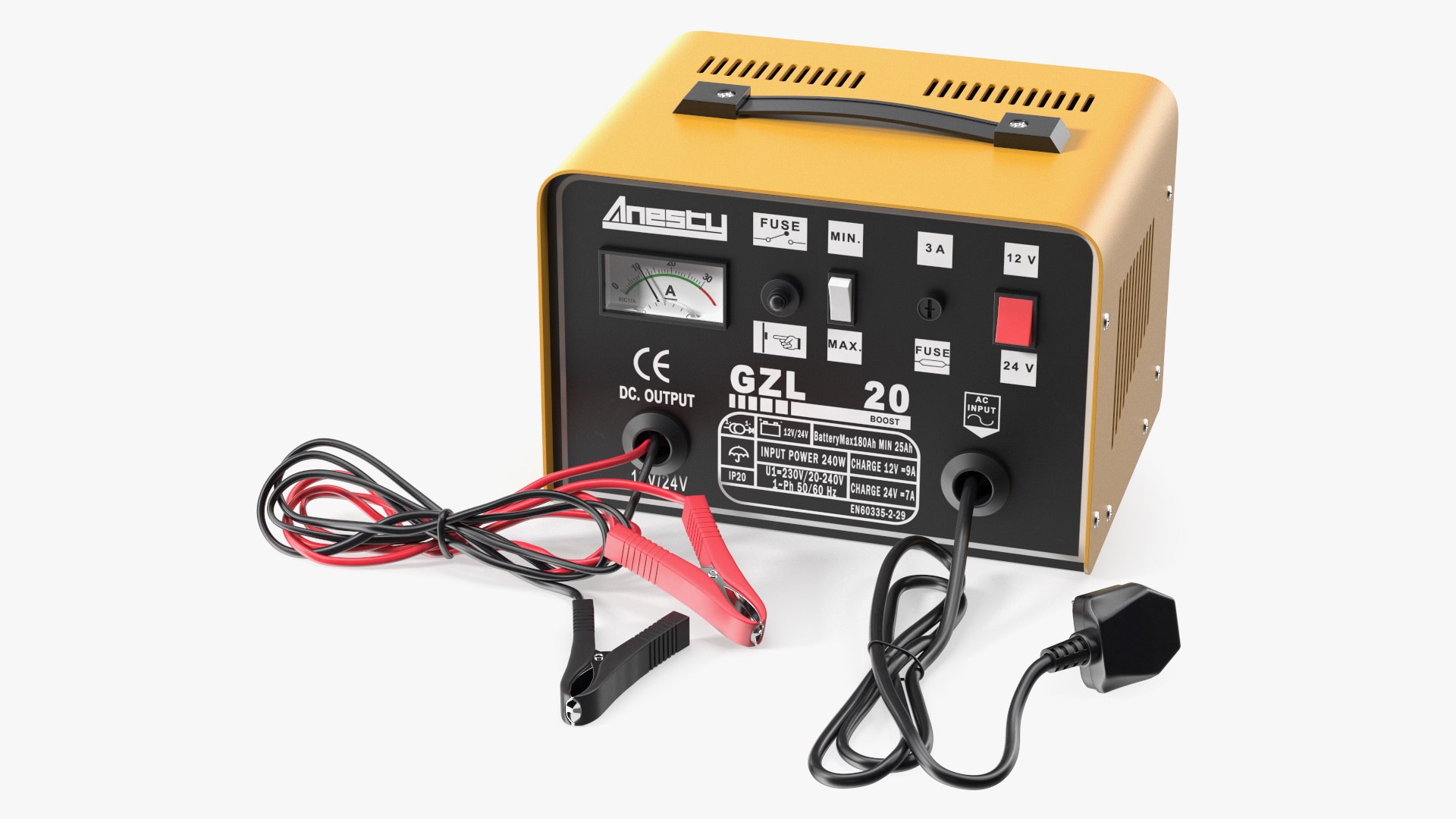 Car Battery Charger Anesty Yellow 3D model preview