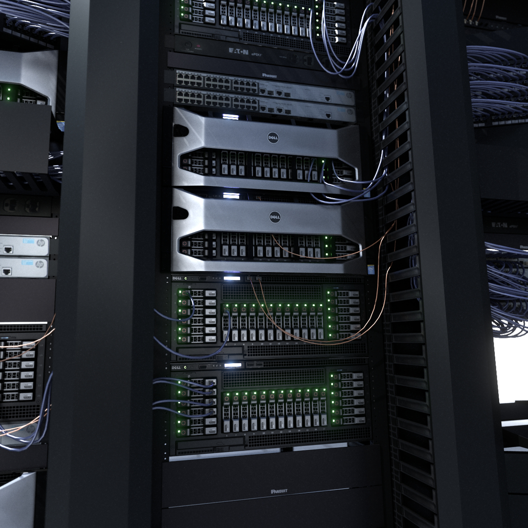 3D модель Сервер данных и сетевая стойка - TurboSquid 926668