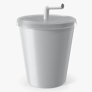 3D model Toy Soda Cup with Straw Plastic White