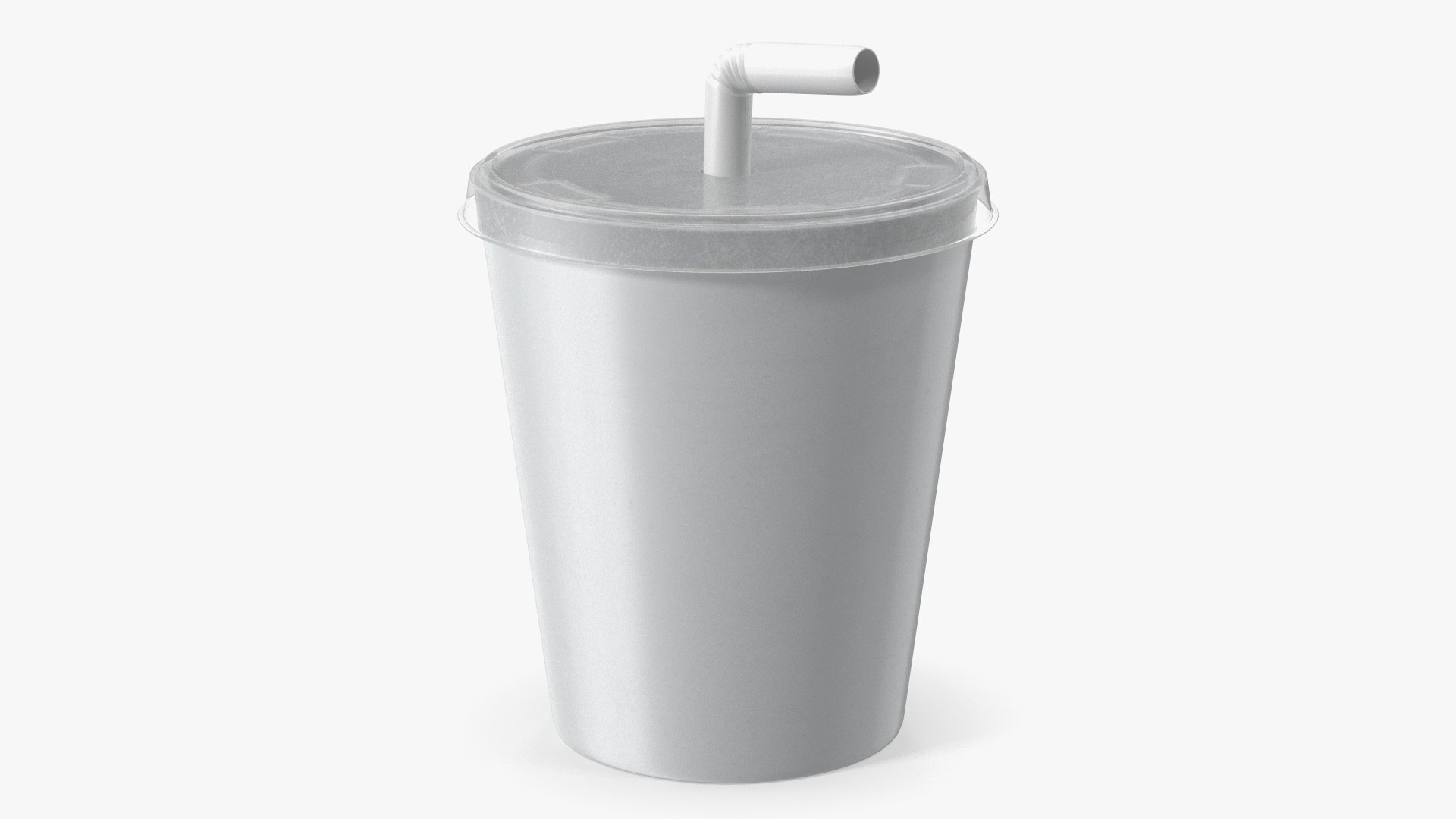 Toy Soda Cup with Straw Plastic White 3D model preview