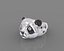 Ring panda bear with enamel and gems