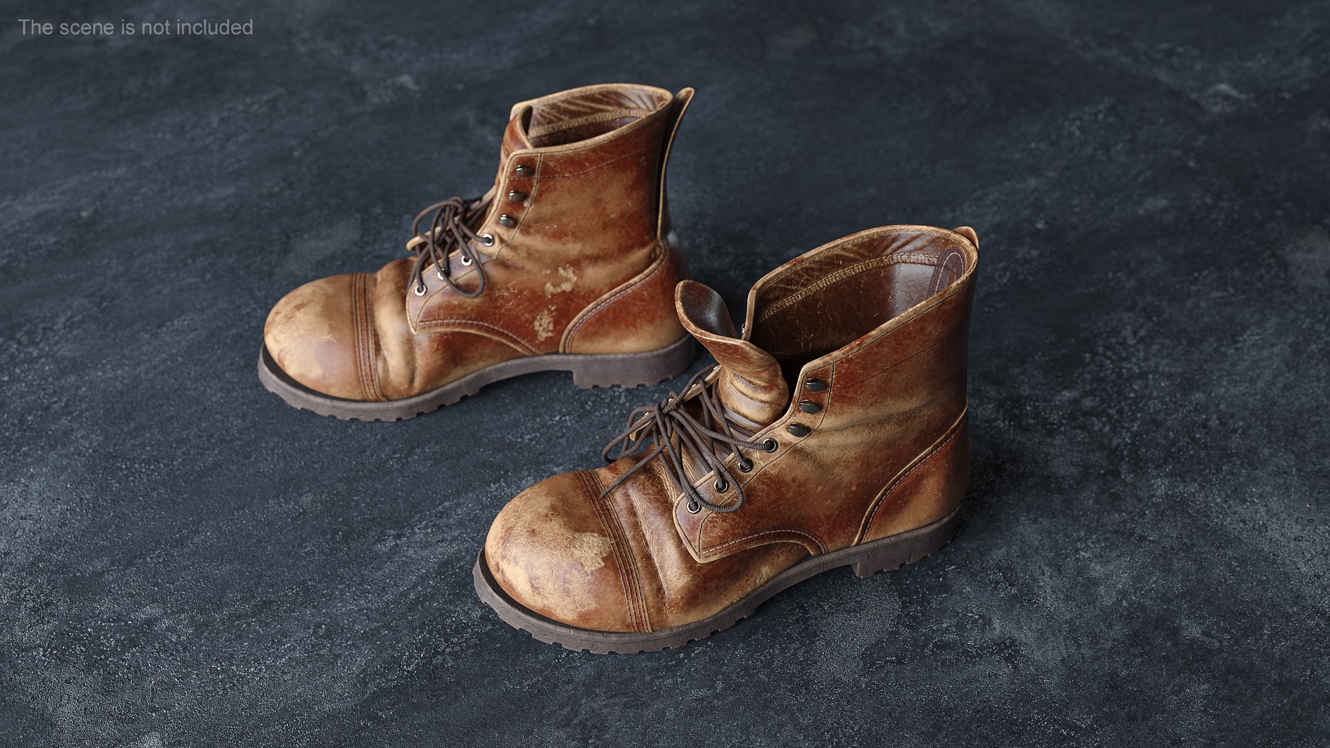 Old Boots model https://p.turbosquid.com/ts-thumb/Vr/I5POaB/vr/oldbootsmb3dmodel006/jpg/1669060490/1920x1080/fit_q87/50c457ef888cf789d04f72c5fccd3b4f0e09fa46/oldbootsmb3dmodel006.jpg