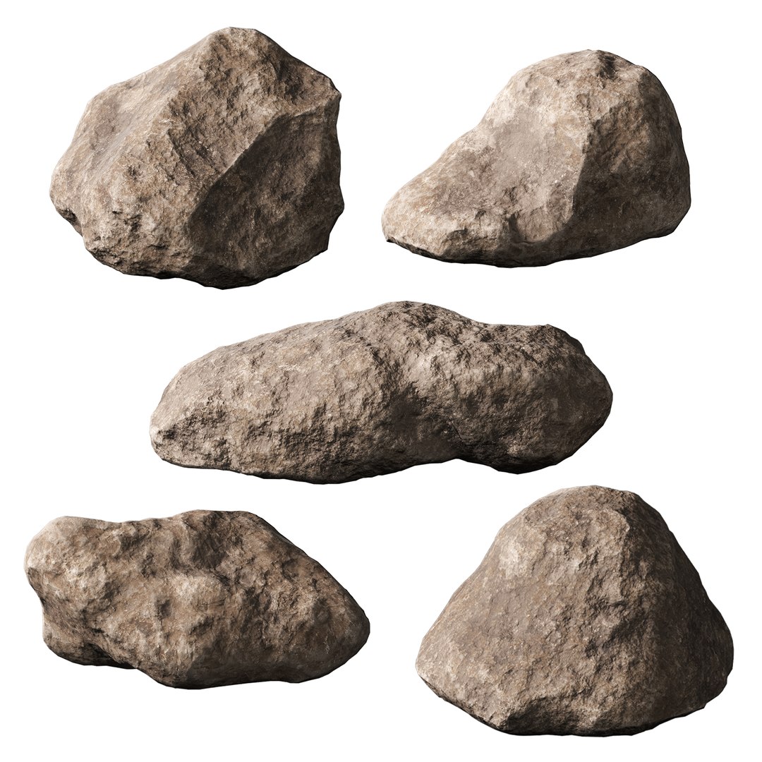 Low Poly Stones Set 04 Model - TurboSquid 2412537