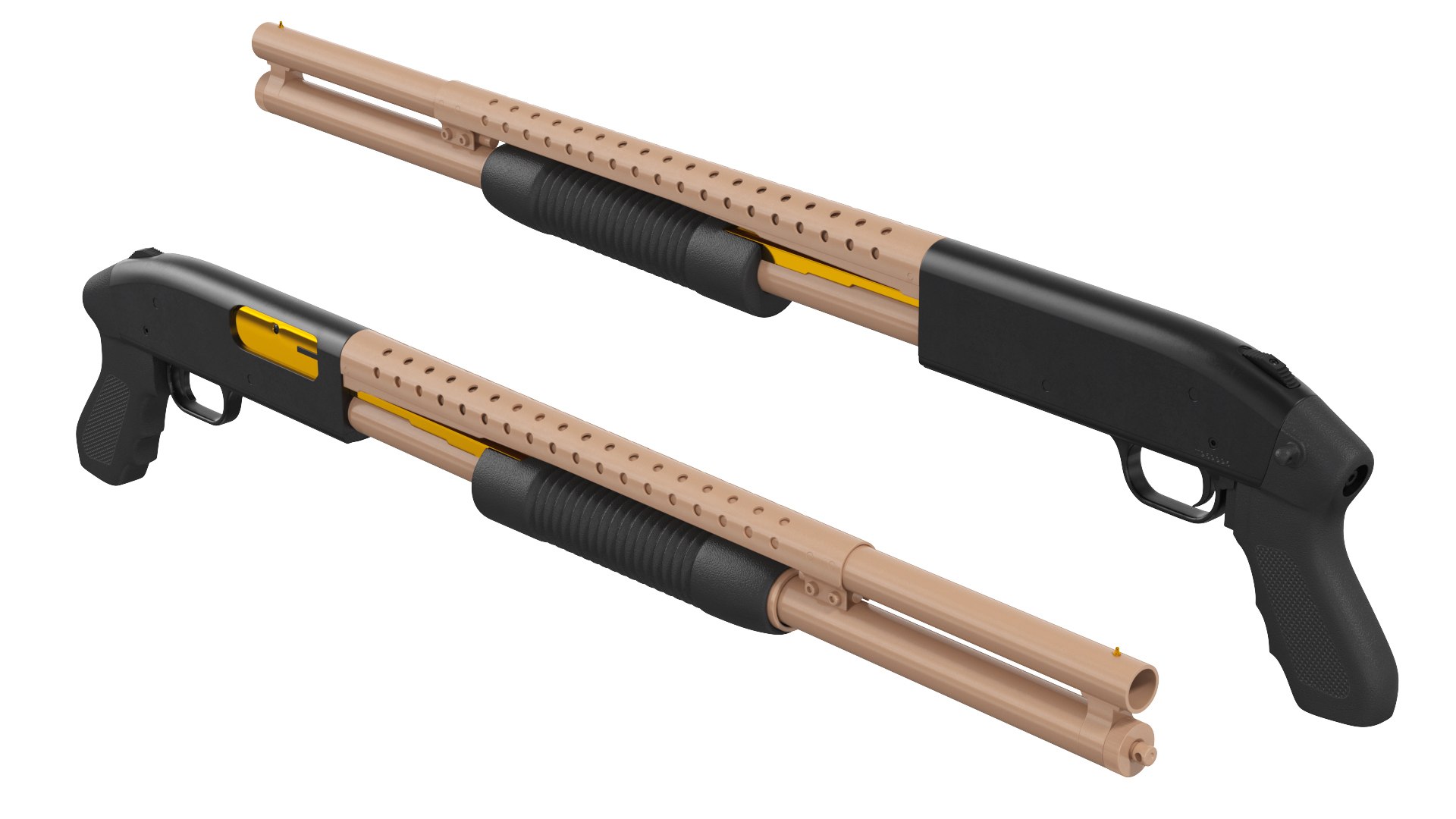 Brown Gold Pump Action Shotgun model https://p.turbosquid.com/ts-thumb/Vr/RUFB6Z/N0/browngoldpumpactionshotgunvray3dmodel007/jpg/1697117843/1920x1080/fit_q87/a8477bc7a24d2f5f89b7378ea4d4a959ddf2ce17/browngoldpumpactionshotgunvray3dmodel007.jpg