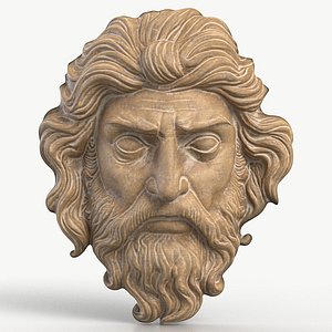3D Greek God Face Relief 6 Textured