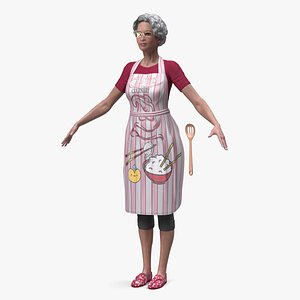 Kitchen Style Chinese Elderly Woman A-Pose