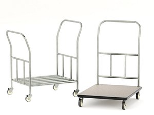 3D Low-Poly Luggage Trolley model