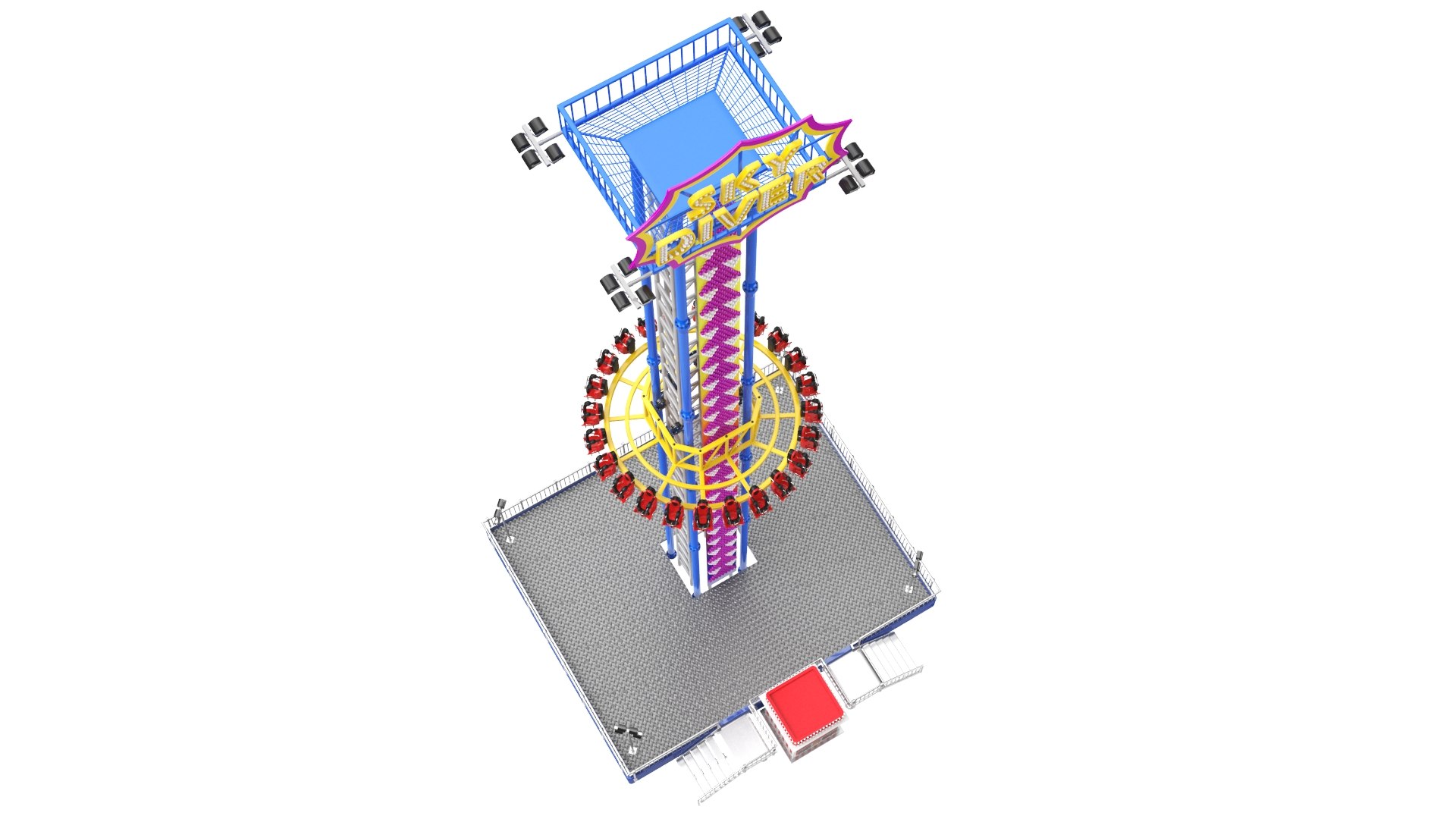 3D Sky Diver Amusement Park Ride Model - TurboSquid 1945817