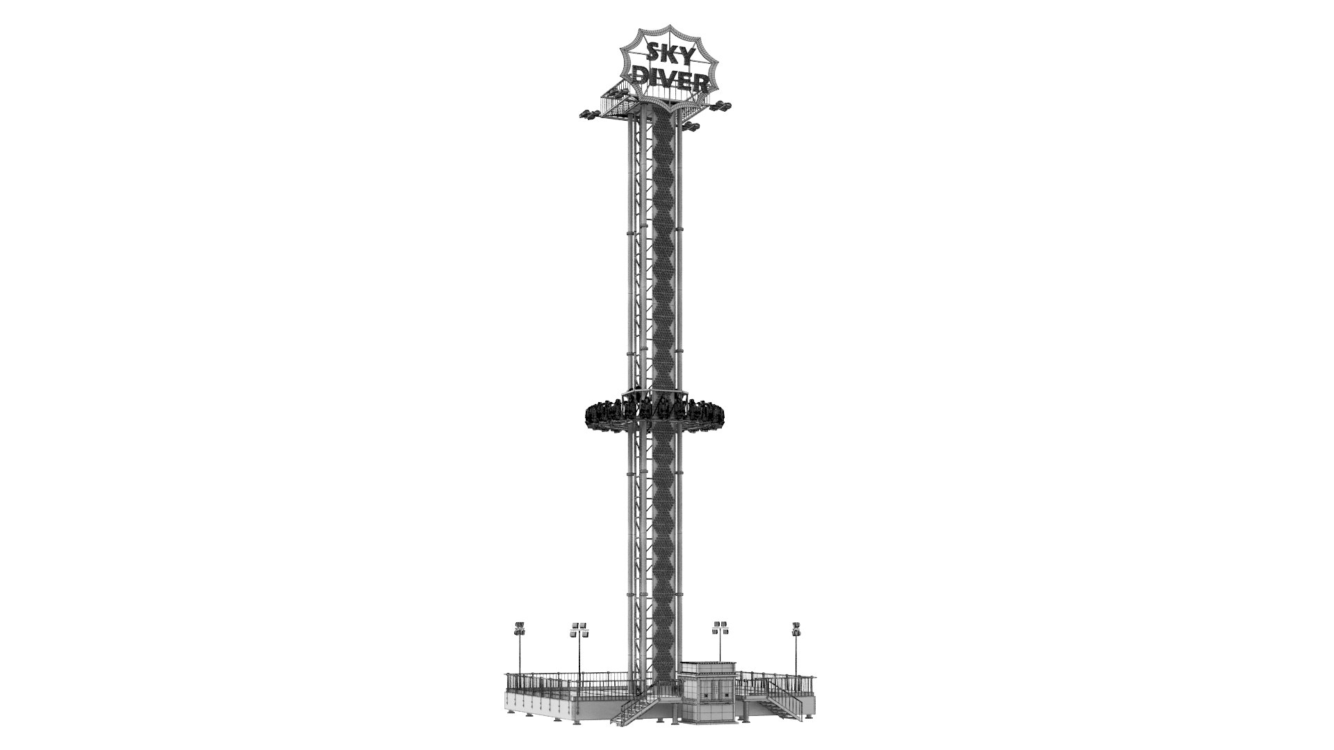 3D Sky Diver Amusement Park Ride model - TurboSquid 1945817
