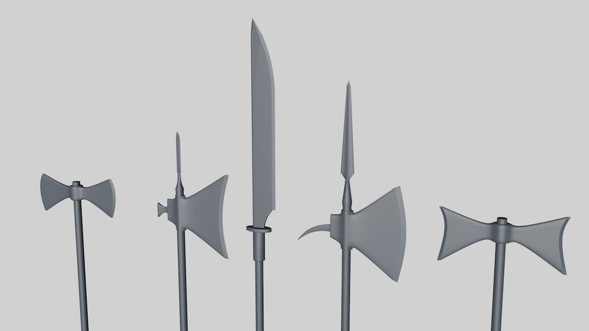 3d Model Glaive Axes Halberds