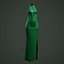 Green silk satin prom dress - halter neck backless gown