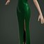 Green silk satin prom dress - halter neck backless gown