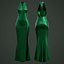 Green silk satin prom dress - halter neck backless gown