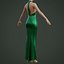 Green silk satin prom dress - halter neck backless gown