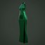 Green silk satin prom dress - halter neck backless gown