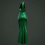 Green silk satin prom dress - halter neck backless gown