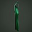 Green silk satin prom dress - halter neck backless gown